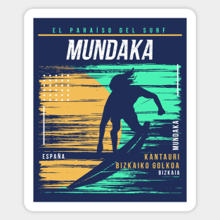 Retro Surfing Mundaka, Spain // Vintage Surfer Beach // Surfer's Paradise Sticker